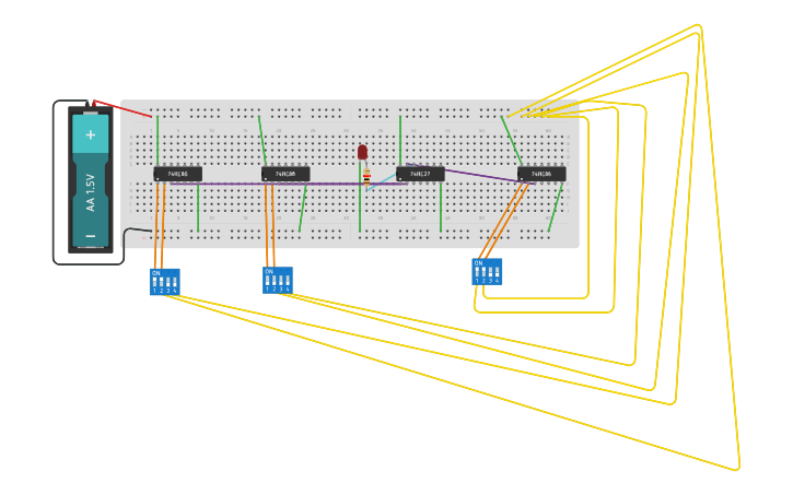 Circuit design Comparador 3-bits - Tinkercad