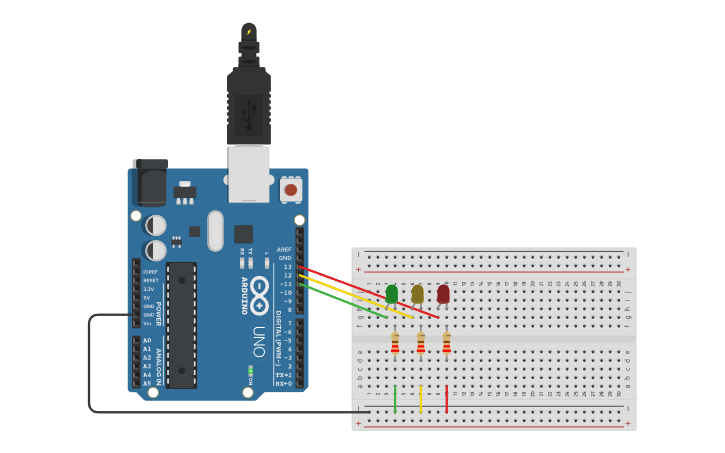 Circuit design BLINKING LIGHTS: CHARACTER INPUT - Tinkercad