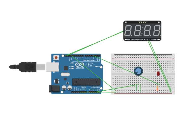 Circuit design 可變電阻控LED - Tinkercad
