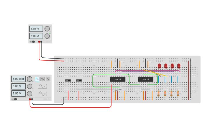 Circuit design ASYNCHRONOUS UP COUNTER - Tinkercad