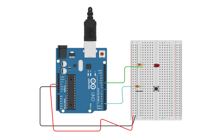 Circuit design Button LED - Tinkercad