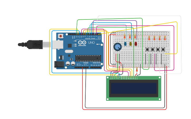 Circuit design Ejercicios LCD y Temperatura 2 - Tinkercad
