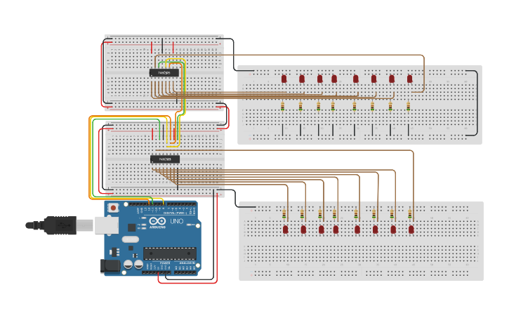Circuit design Serial to Parallel Shifting-Out with multiple 74HC595 ...