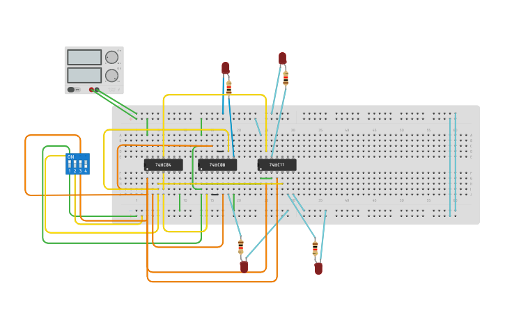 Circuit design 2 to 4 decoder - Tinkercad