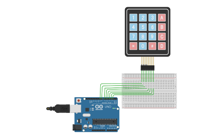 Circuit design UEM235139 Keypad Interfacing - Tinkercad