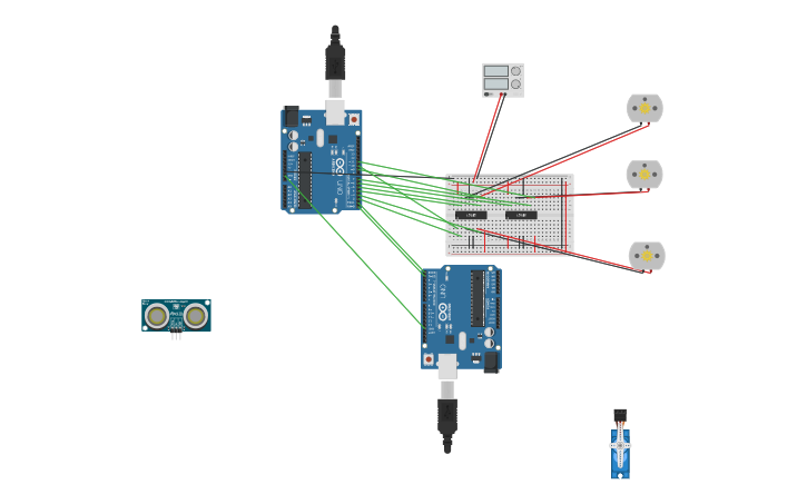 Circuit design three motor control - Tinkercad