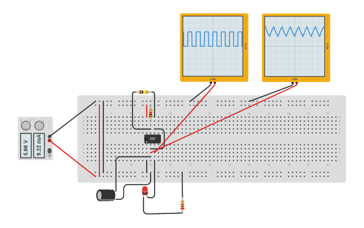 Circuit design IC 555 BLINKING LED - Tinkercad