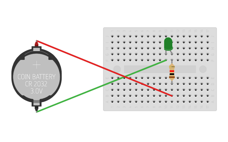 Circuit design Resistor, LED, Breadboard and Coin Cell 3V Battery ...