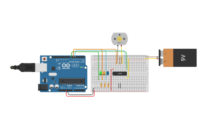 Circuit design dc motor driver - Tinkercad