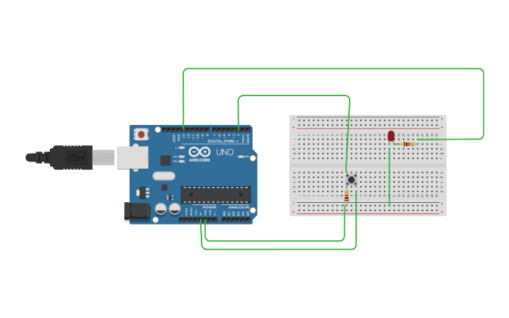 Circuit design Button LED - Tinkercad