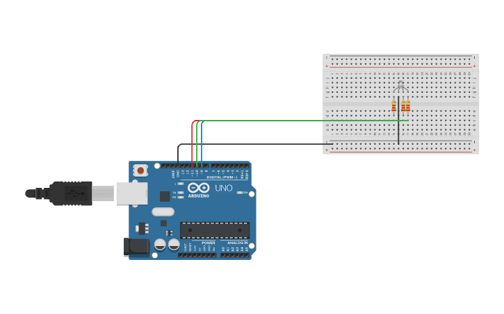 Circuit design Led RGB - Tinkercad