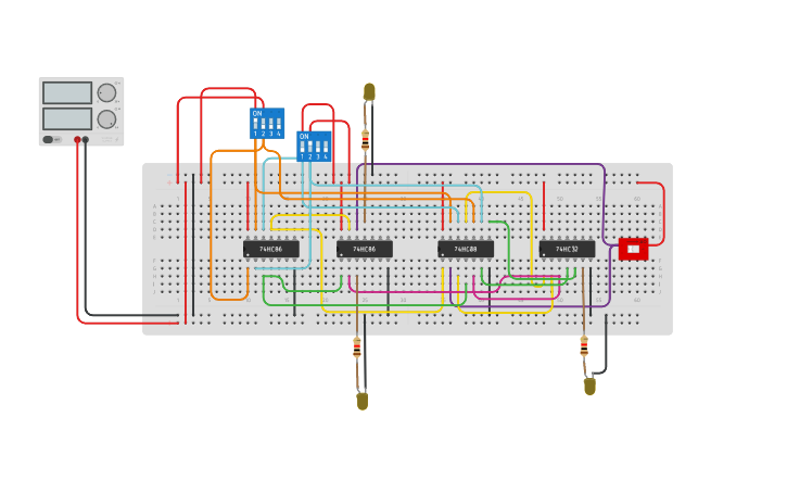 Circuit design 2 bit Carry look ahead adder - Tinkercad