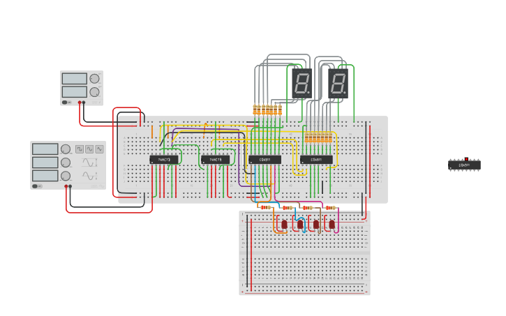 Circuit design FINAL RANGKAIAN JK FF RIPPLE COUNTER - Tinkercad