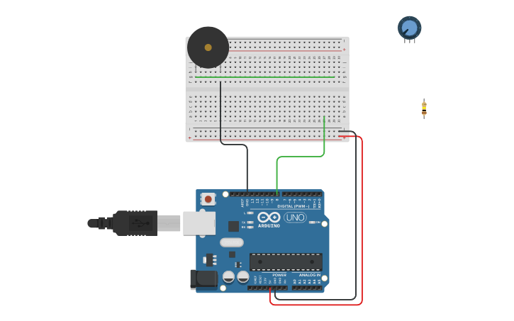 Circuit design Audio amplifier - Tinkercad