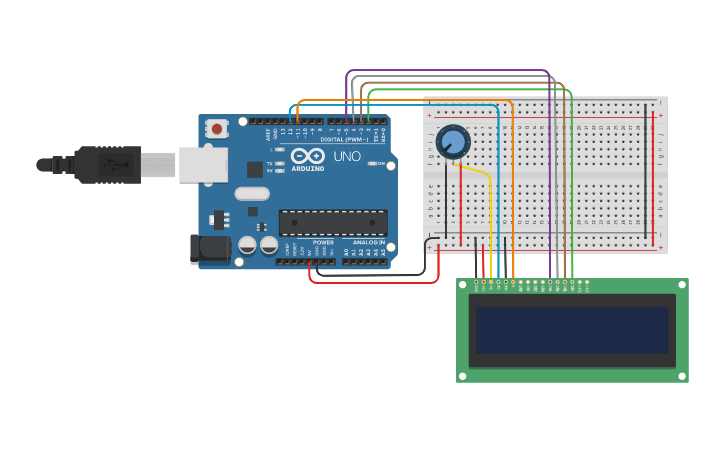 Circuit design Arduino-Lcd - Tinkercad