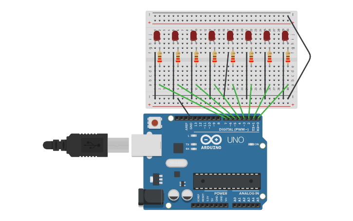 Circuit design Binary - Tinkercad