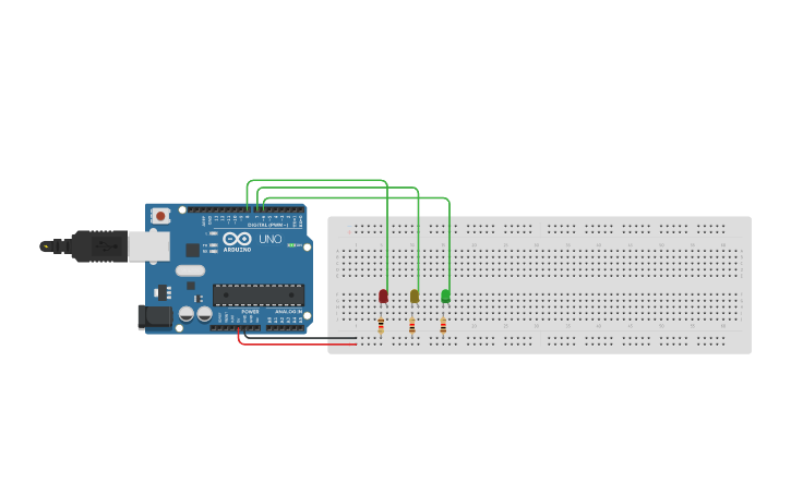 Arduino Tri Color Led Lesson Circuit design Arduino 3 leds - Tinkercad