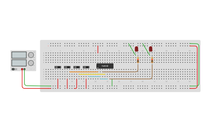 Circuit design 4-2 encoder - Tinkercad