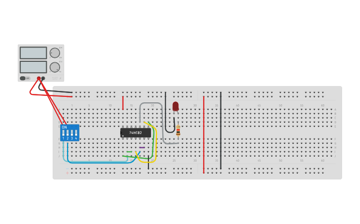 Circuit design AND using NOR - Tinkercad