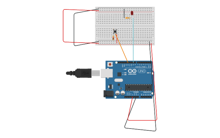 Circuit design button led - Tinkercad