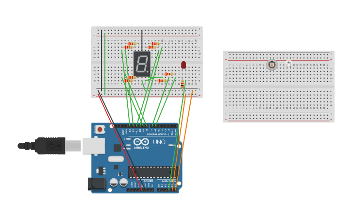 Circuit design 7 Segment Display - Tinkercad