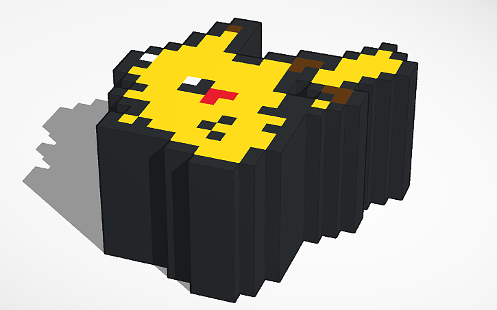 Pikachu Rectangle 2d 3D design small pikachu pixel art - Tinkercad