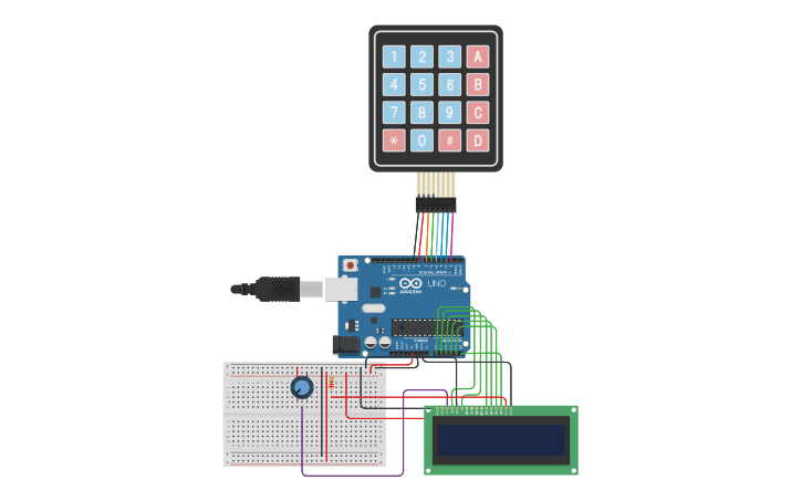 Circuit design Keypad Entry - Tinkercad