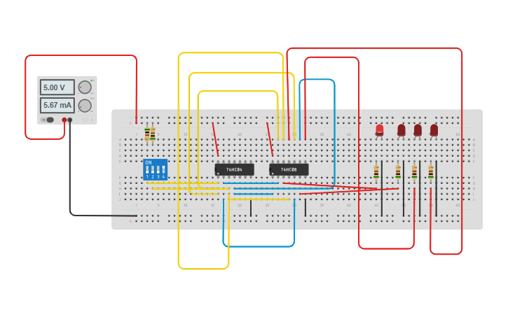 Circuit design 1-of-4 Decoder - Tinkercad
