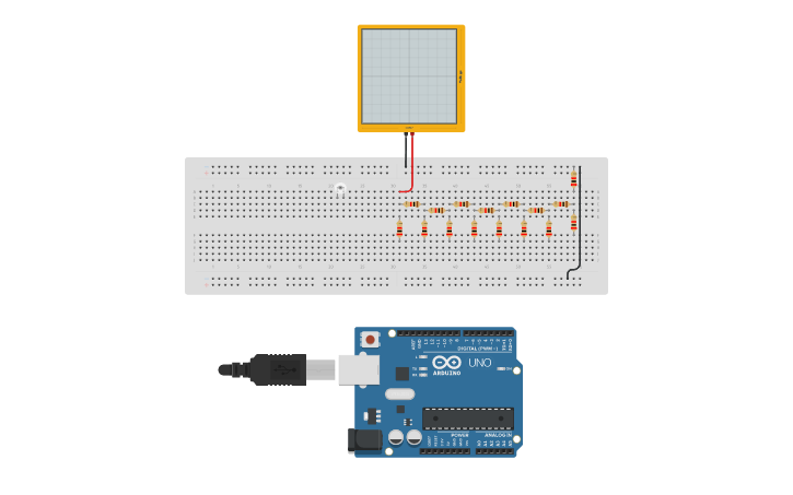 Circuit design R2R Arduino DAC - Tinkercad