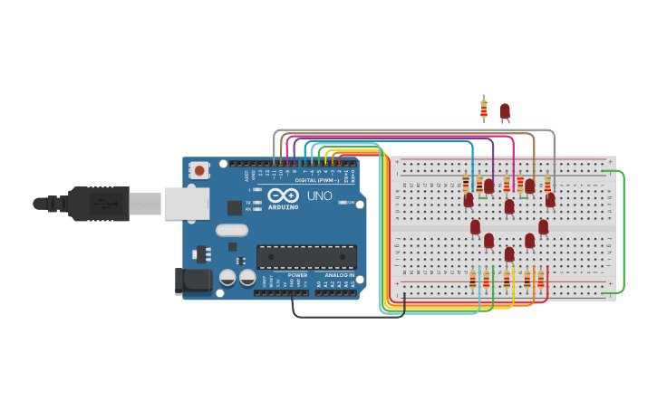 Circuit design Led Heart - Tinkercad