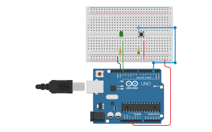 Circuit design Pull Down Resistor - Tinkercad