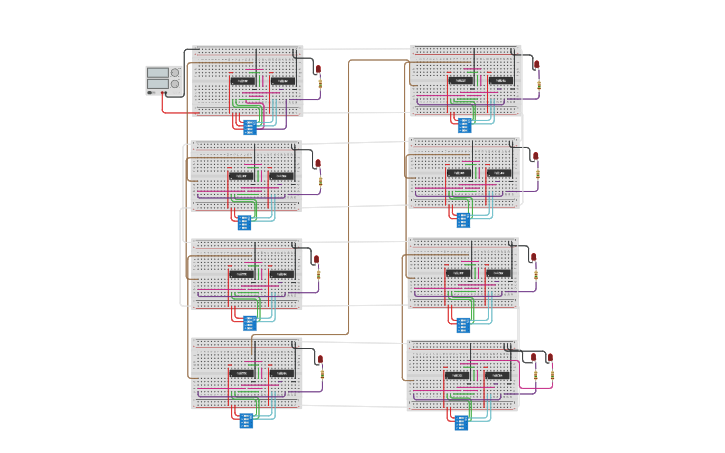 Circuit design 8-bit Adder - Tinkercad