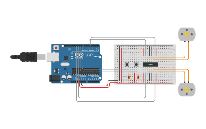Circuit design Motor DC con puente H - Tinkercad