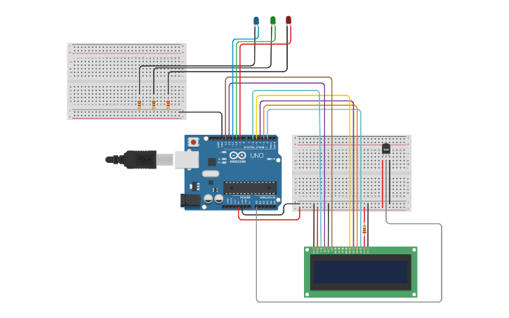 Circuit design Sensor de Temperatura con pantalla LCD - Tinkercad