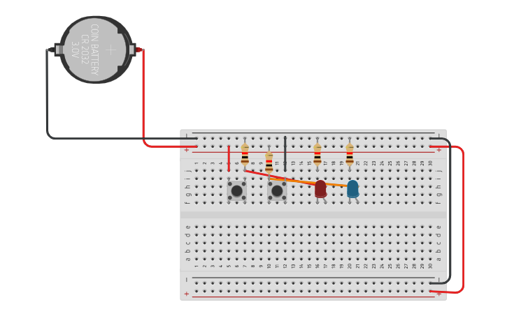 Circuit design pull up- pull down - Tinkercad