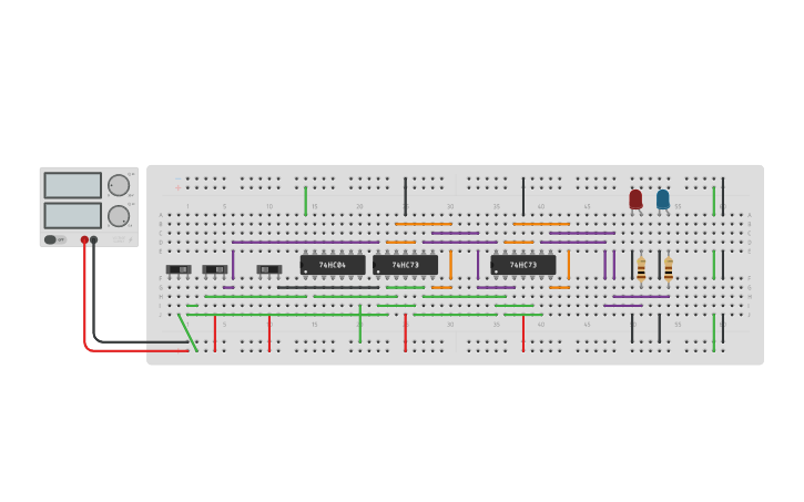 Circuit design Serial-in-Serial-out - Tinkercad