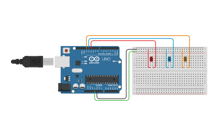 Circuit design Multiple LED - Tinkercad