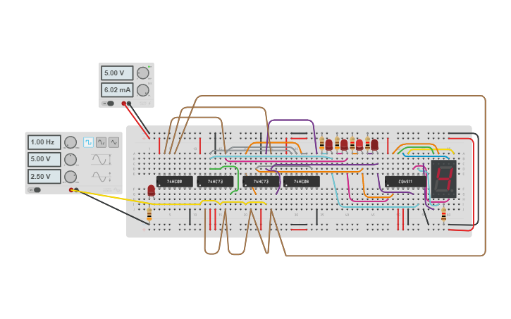 Circuit design JK flip flop counter BCD - Tinkercad