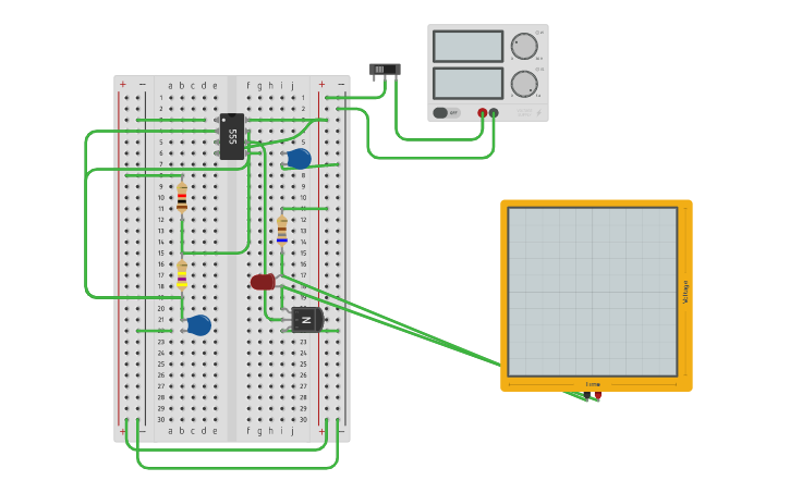 Circuit design 555 timer - Tinkercad