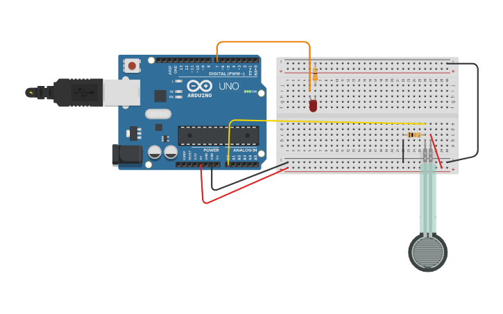 Force Sensor Pad Arduino Circuit design Force Sensor Arduino - Tinkercad