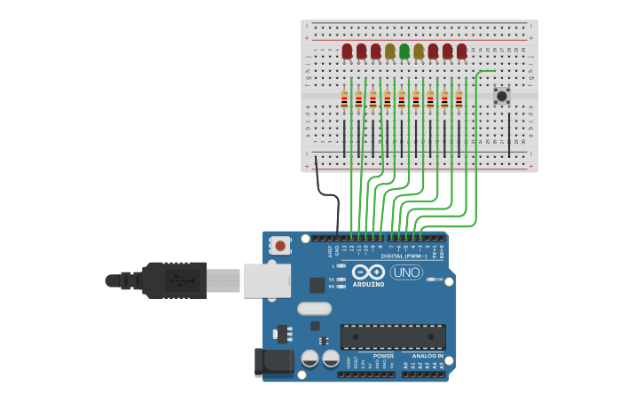 Circuit design LED Roulette - Tinkercad