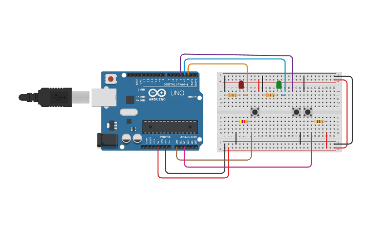 Circuit design Pull Down - Pull Up - Tinkercad