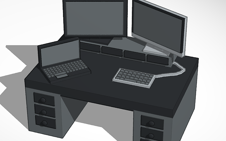 3D design computer desk - Tinkercad
