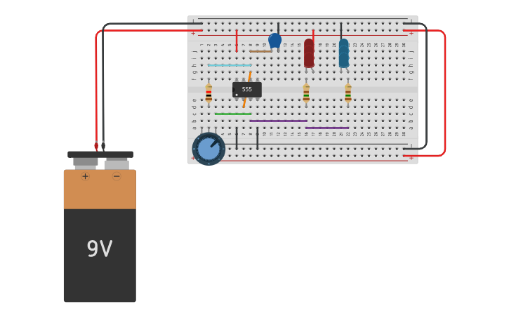 Circuit design 555 Timer IC - Tinkercad