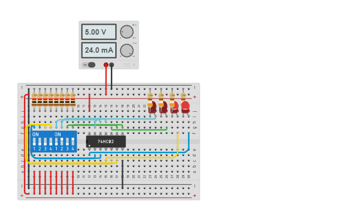 Circuit design 74LS02 - Tinkercad