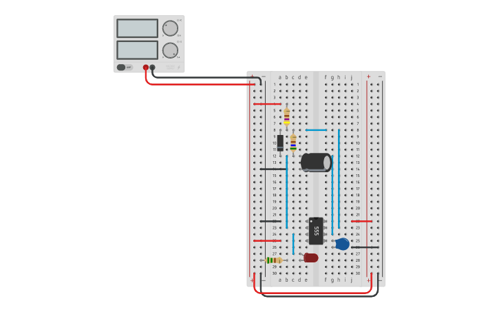 Circuit design 555 timer with diode - Tinkercad