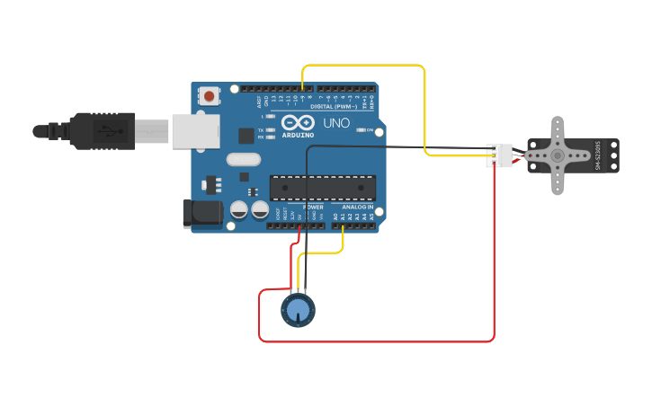 Circuit design Servo Potentiometer Control - Tinkercad