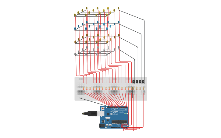 Circuit design Cubo LED 4x4x4 - Tinkercad