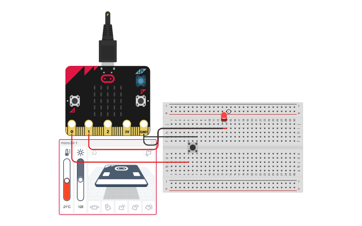 Circuit design Micro-Bit with LED - Tinkercad