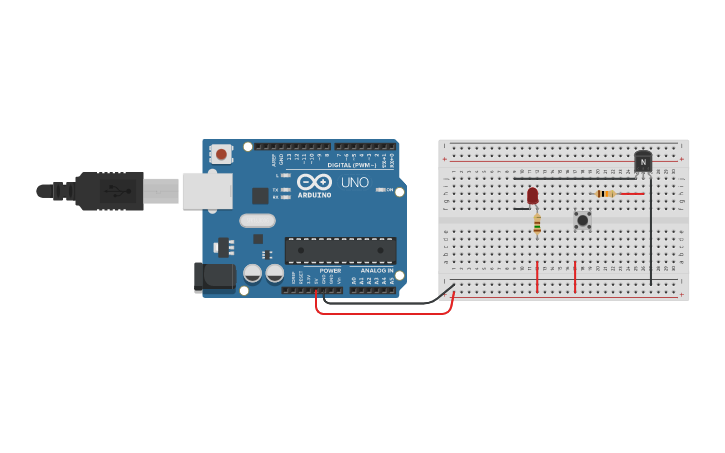 Circuit design ACIONAMENTO DE UM LED COM UM TRANSISTOR NPN - Tinkercad